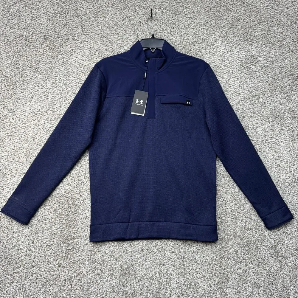 Under Armour Storm Sweater Men's Small‎ Blue 1/2 Zip Fleece Pullover Golf New